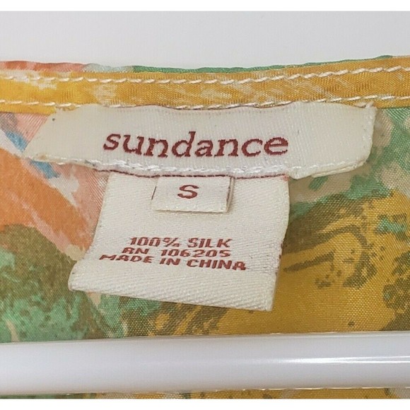Sundance Silk Small Ruffle Blouse Tank Paint Stroke Abstract Top Shell - Picture 5 of 5